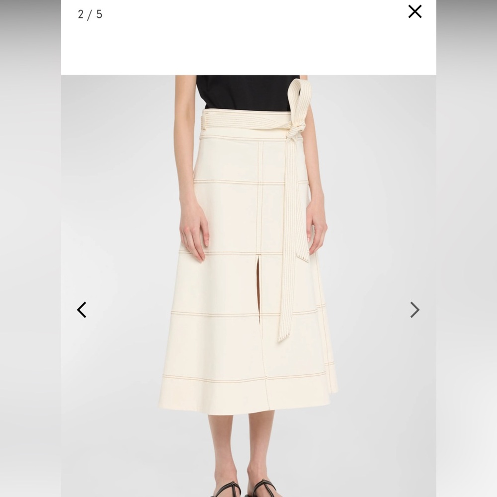 Tanya Taylor Hudson High-Waist Belted Denim Midi Skirt